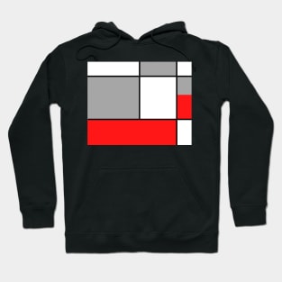Squares and Rectangles  Red , Grey, and White Hoodie